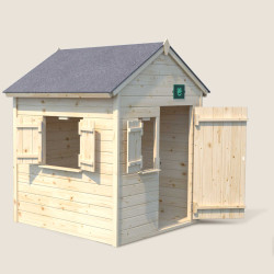 Maisonnette en bois pour enfants Janaka_Vue de côté_fenêtres ouvertes_Packshot