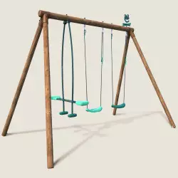 Portique balançoire en bois 3 agrès avec face à face POLO