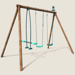 Portique en bois avec face-à-face et 2 balançoires – Polo - Vue 3/4 droite