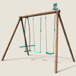 Portique en bois avec face-à-face et 2 balançoires – Polo - Vue 3/4 droite