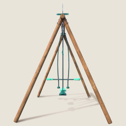 Portique en bois avec face-à-face et 2 balançoires – Polo - Vue côté