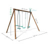 Portique en bois avec face-à-face et 2 balançoires – Polo - Dimensions