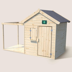 Cabane en bois avec pergola et plancher pour enfants Epicerie - Jardipolys - Packshot