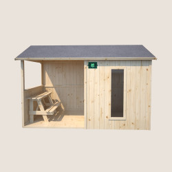Cabane en bois pour enfant avec table - Jazz - Vue face