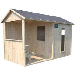 Cabane en bois pour enfant avec table - Jazz - Vue 3/4 droite fond blanc