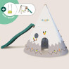 Portique en bois traité multi-activités Camélia – avec vis-à-vis, toboggan, balançoire, tipi, siège bébé et agrès bateau