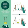 Portique en bois traité multi-activités Camélia – avec vis-à-vis, toboggan, balançoire, tipi, siège bébé et agrès bateau