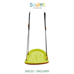 Portique en bois traité multi-activités Camélia – avec vis-à-vis, toboggan, balançoire, tipi, siège bébé et agrès bateau