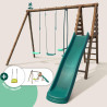 Portique en bois avec plateforme 3 agrès et toboggan - Violette - Garantie Bois