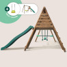 Portique en bois traité multi-activités Violette – avec toboggan, balançoires, vis à vis et agrès bateau