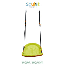 Portique en bois traité multi-activités Tulipe – avec toboggan, balançoires, tipi, siège bébé et agrès bateau