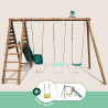 Portique en bois traité multi-activités Ankara – avec toboggan, balançoires, tipi, siège bébé et agrès bateau
