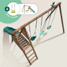Portique en bois traité multi-activités Ankara – avec toboggan, balançoires, tipi, siège bébé et agrès bateau
