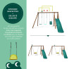 Portique en bois traité multi-activités Ankara – avec toboggan, balançoires, tipi, siège bébé et agrès bateau
