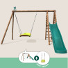 Portique en bois traité multi-activités Ankara – avec toboggan, balançoires, tipi, siège bébé et agrès bateau