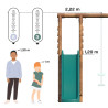 Portique en bois traité multi-activités Camélia + balançoire Bateau - Exemple des tailles des joueurs.
