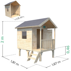 Cabane en bois sur pilotis avec auvent pour enfants Kangourou - Jardipolys