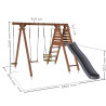 Portique balançoire avec toboggan en bois traité carré, Objectif Nature 3 agrès - Fleur