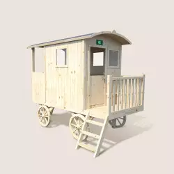 Cabane en bois caravane sur pilotis pour enfants ROULOTTE CARRY