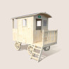 Cabane maisonnette en bois mobile pour enfant - Roulotte Carry - Vue 3/4 droite