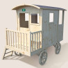 Cabane maisonnette en bois mobile pour enfant - Roulotte Carry - Vue de 3/4 côté droit