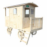Cabane maisonnette en bois mobile pour enfant - Roulotte Carry - Vue 3/4 droite - Fond blanc
