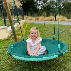 Balançoire ronde nid d'oiseau vert 100 x 100 x 180 cm - 1 enfant - Usage familial en extérieur