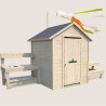 Cabane en bois avec table et cuisine pour enfants BLANCHE - Vue 3/4 droite