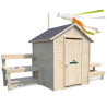 Cabane maisonnette en bois avec table et mini-cuisine pour enfants – Blanche - Vue coté