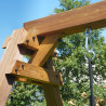 Portique balançoire en bois traité carré, 2 agrès - Ambre - Angle poutre carré