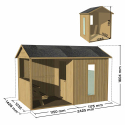 Cabane en bois pour enfant avec table - Jazz - Dimensions