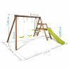 Portique balançoire en bois 3 agrès avec face à face FIGUIER - Dimensions