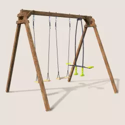 Portique balançoire en bois 3 agrès avec face à face GAUTIER