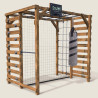 Aire de jeux en bois traité multisport Odin – Mur d’escalade, barre de traction, sac de frappe, cage de foot - Vue 3/4 droite
