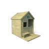 Cabane maisonnette en bois traité avec terrasse et banc enfant - Heidi - Vue d'ensemble - Fond blanc