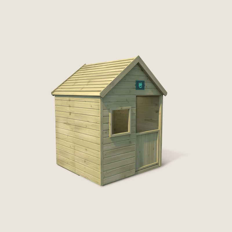 Cabane maisonnette en bois traité avec plancher et portillon pour enfant - Marina - Vue d'ensemble