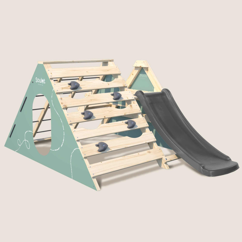 Aire de jeux en bois Hercule - Toboggan et escalade, 18 mois et + - Vue 3/4 droite