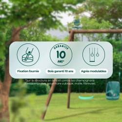 Station balançoire en bois traité pour enfant 3 agrès et toboggan - Ankara - Garantie produit