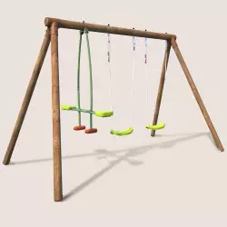 Portique balançoire en bois 3 agrès avec face à face PAKKO