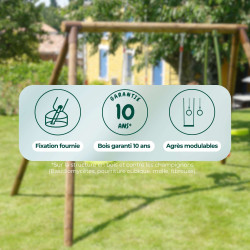 Portique balançoire en bois 3 agrès avec face à face FIGUIER