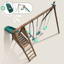 Station en bois avec portique, balançoire et 4 agrès - Jonquille - Pour un usage familial, en extérieur - Vue dessus
