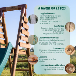 Station en bois avec portique, balançoire et 4 agrès - Jonquille - Pour un usage familial, en extérieur - Pédagogie bois