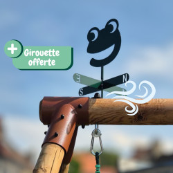Station balançoire en bois traité pour enfant 3 agrès et toboggan - Mûrier - Girouette offerte