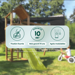 Aire de jeux en bois avec balançoire et toboggan – Nouméa - Plus produit