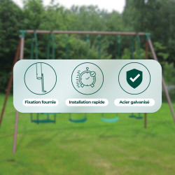 Portique balançoire en métal 3 agrès pour enfant MALO MENTHE - plus produit