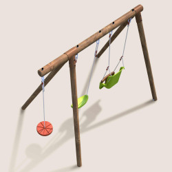 Portique balançoire 3 agrès avec balançoire disque - TIAGO - couleur vert clair - Vue dessus