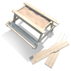 Table en bois pour enfant avec bac à sable intégré - Soulet - bac ouvert. Vendu sans sable. Fond blanc