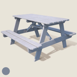 Table de pique-nique en bois lasurée Gris Taupe pour enfant - Picnic - Vue 3/4 droite