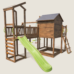 vue du toboggan à vagues avec marches d'escalades