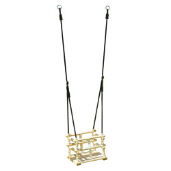 Siège balançoire bébé en bois perles – Agrès pour portiques 1m95 à 2m35 - Fond blanc